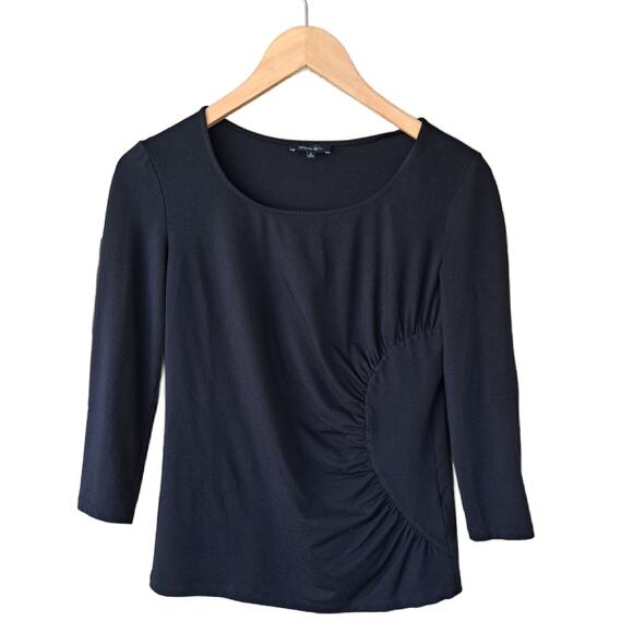 Lafayette 148 Black 3/4 Sleeve Top Size Small Stretch Jersey Pleated - Picture 5 of 7